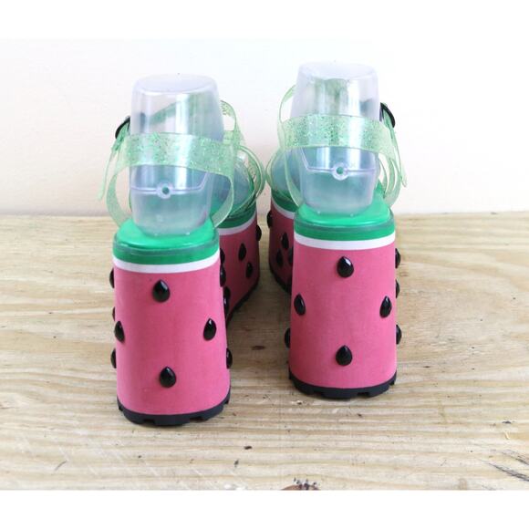 Sugar Thrillz Platform Jelly Shoes 9M WaterMelon Buckle 4.5" Slip Pon Jeweled - Picture 5 of 14